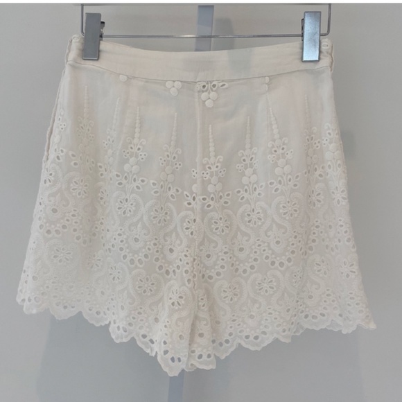 ZIMMERMANN IVORY WHITE COTTON SILK EYELET EMBROIDERY SHORTS SIZE AU 1 / US 4 - Picture 6 of 16